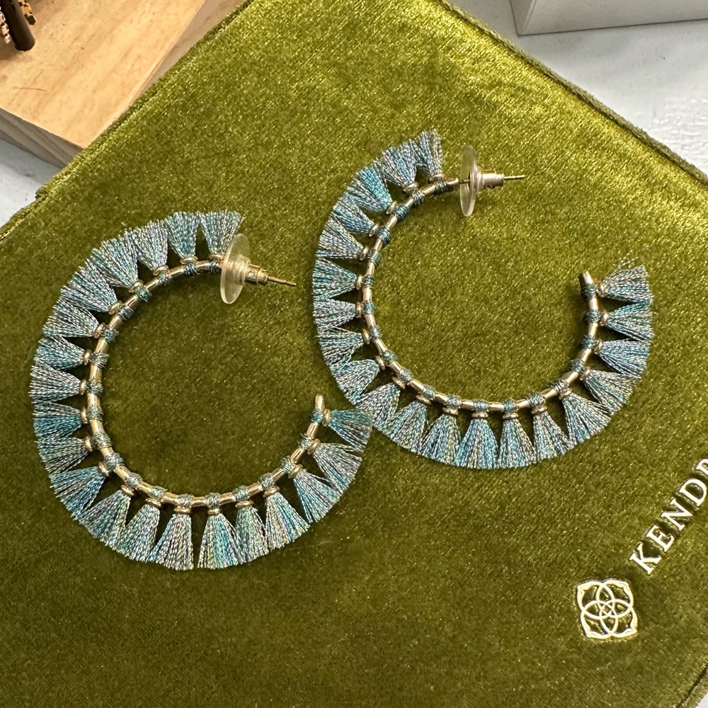 Kendra Scott Evie Gold Hoop Earrings in Turquoise Sold Out Online